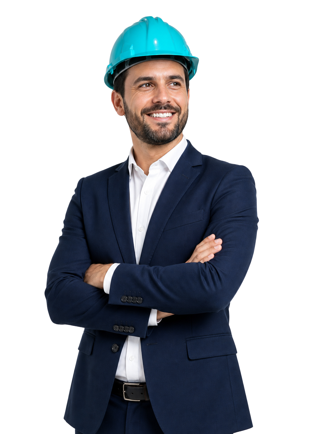 Ingeniero ARQTRIX con casco turquesa